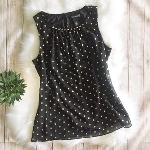 White House Black Market Medium Blouse in black and gold